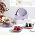 thumbnail image 1 of Lilgiuy 5 Pieces Plastic Shell Shape Serving Platters Small Reusable Desktop Spit Bones Garbage Crumbss Trays Purple Plates Cookie Candy Fruits Nuts Dishs Bowl for Party Supplies, 1 of 6