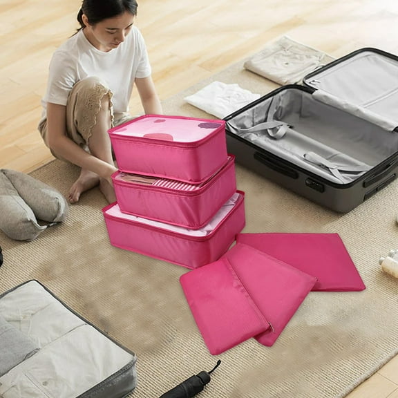 Lilgiuy 6Pcs Compression Packing Cubes for Travel, Luggage Organizer Bags, Zipper Packing Cubes for Suitcases