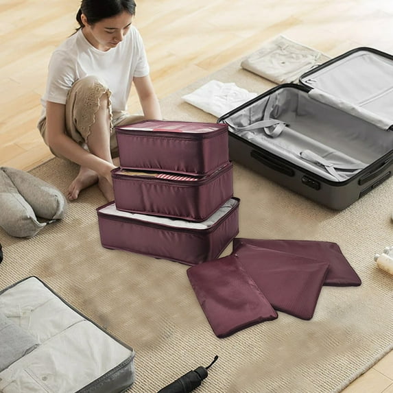 Lilgiuy 6Pcs Compression Packing Cubes for Travel, Luggage Organizer Bags, Zipper Packing Cubes for Suitcases