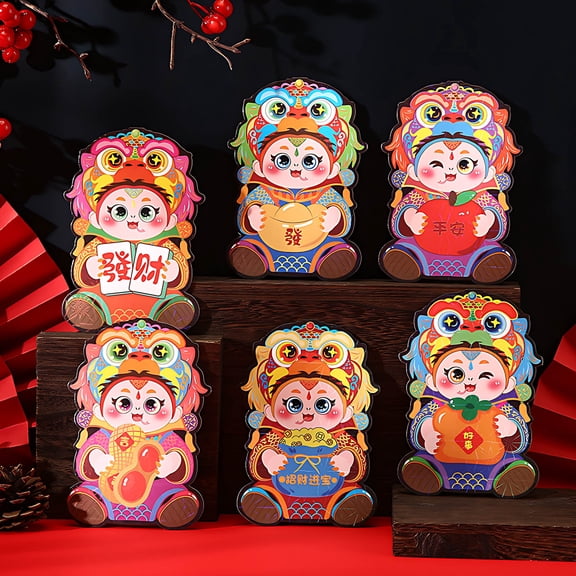 Lilgiuy 6Pcs Snake Red Envelopes 2025, Chinese New Year Red Envelopes 2025 Cute Cartoon Snake Red Envelopes Cash Gifts Money Envelopes Red Packets Spring Festival Kids Hong Bao