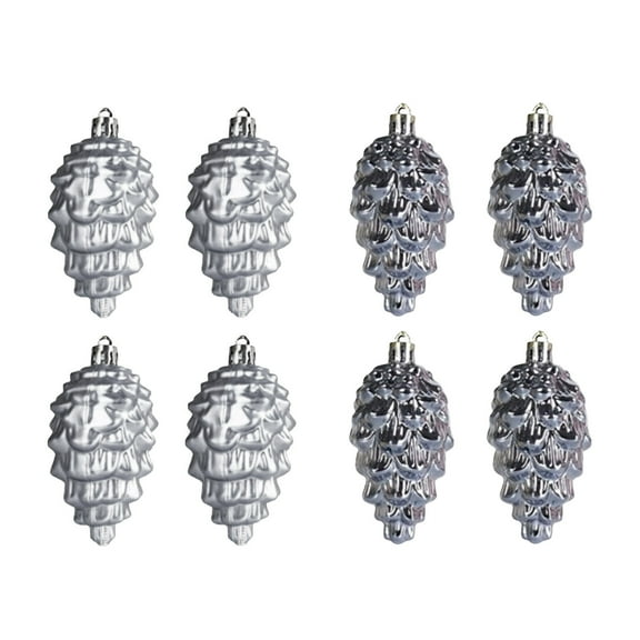 Lilgiuy 8Pcs Christmas Balls Ornaments for Xmas Christmas Tree, Pine Cone Pendants with Lanyard Shatterproof Christmas Tree Decorations Hanging Ball for Holiday Wedding Party Decoration Gray