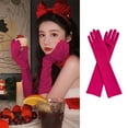 thumbnail image 1 of Lilgiuy Adult Long Opera Gloves Solid Color Length Lightweight Soft Breathable Stretch Elbow Gloves for Theatrical Performances or Makeup Stages, Hot Pink, 1 of 5