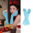 thumbnail image 1 of Lilgiuy Adult Long Opera Gloves Solid Color Length Lightweight Soft Breathable Stretch Elbow Gloves for Theatrical Performances or Makeup Stages, Light Blue, 1 of 5