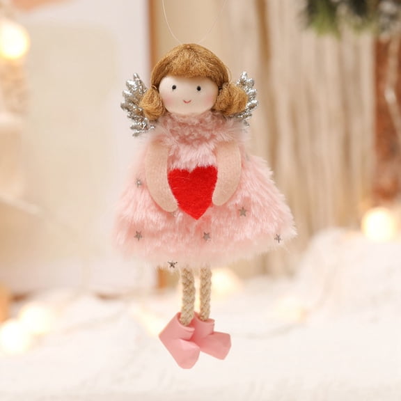 Lilgiuy Angel Doll Pendants, Christmas Hanging Angel Doll Pendant Plush Doll Angel Ornaments for Christmas Party New Year, Birthday Party, Wedding, Valentine's Day Decoration, Pink