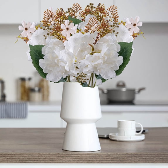 Lilgiuy Artificial Hydrangea Flowers Silk Bouquet Floral with Stem and Leaf in Bulk for Home Office Wedding Party Spring Outside Garden Patio Table Centerpieces Arch Front Door Decoration