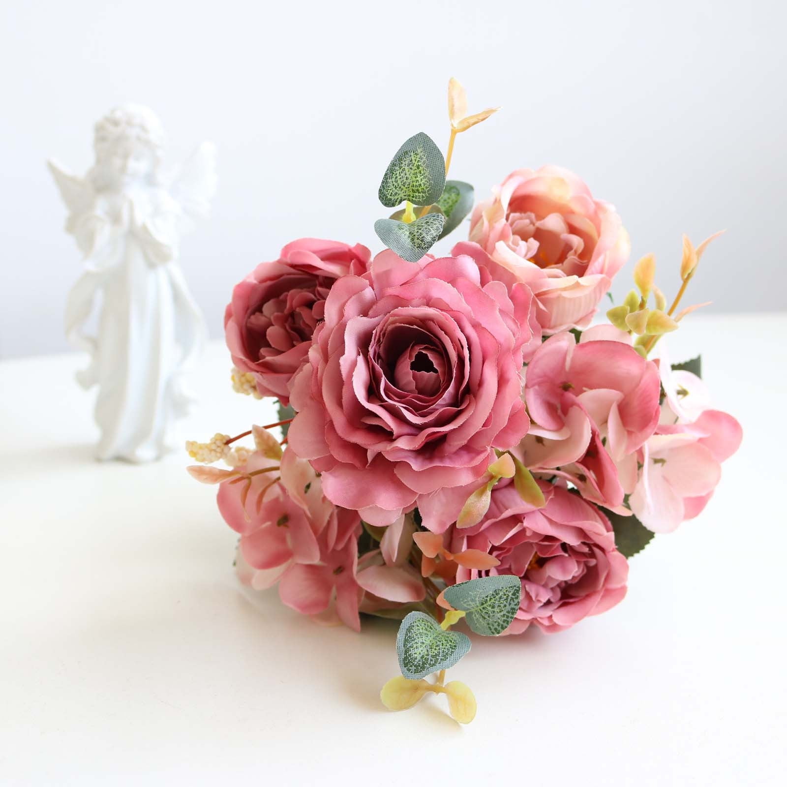 Lilgiuy Artificial Silk Ranunculus Flower Realistic Fake Rose with ...