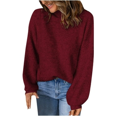 Lilgiuy Autumn And Winter Women's Casual Turtleneck Pullover Blouse Knitting Long Sleeve Solid Tops Sweaters Fall Fashion for 2022 Spring Winter