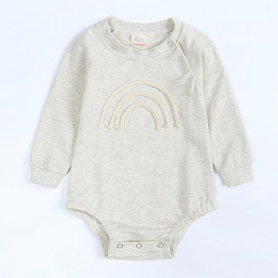 Lilgiuy Autumn Spring Baby Girls Boys Cute Romper Long Sleeve Button Sweatshirt Jumpsuits,Gray,3-6 Months for 2022