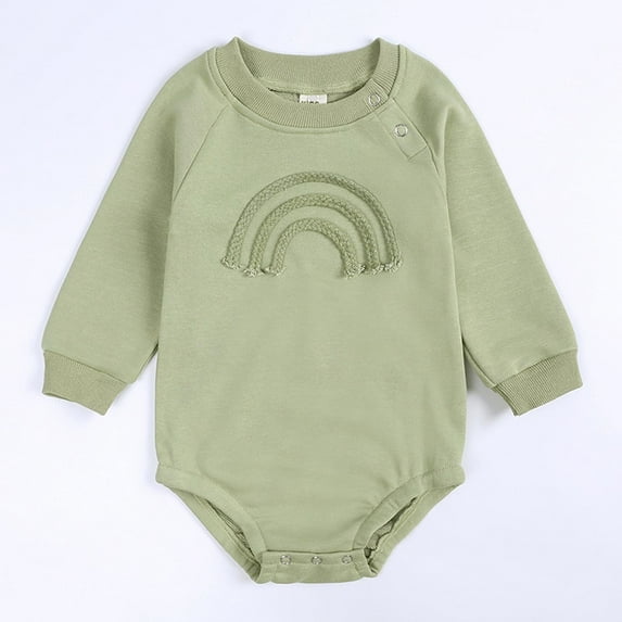 Lilgiuy Autumn Spring Baby Girls Boys Cute Romper Long Sleeve Button Sweatshirt Jumpsuits,Green,6-9 Months Fall Clothes for 2022 Spring Winter