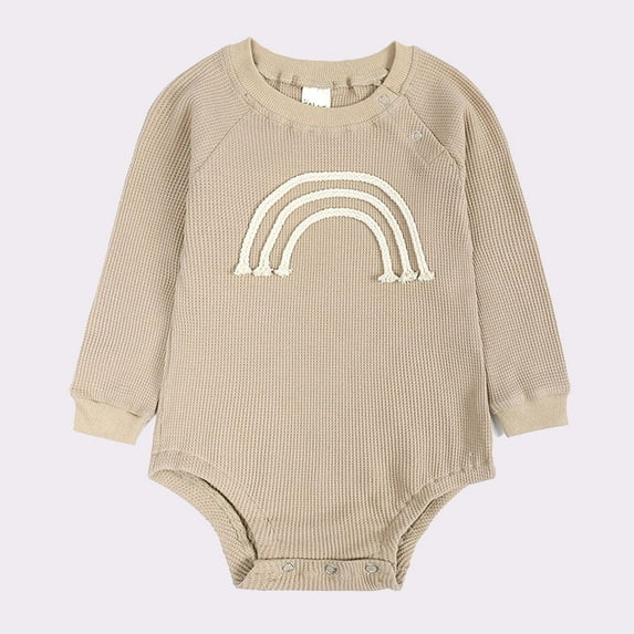 Lilgiuy Autumn Spring Baby Girls Boys Cute Romper Long Sleeve Button Sweatshirt Jumpsuits,Khaki,6-9 Months for 2022