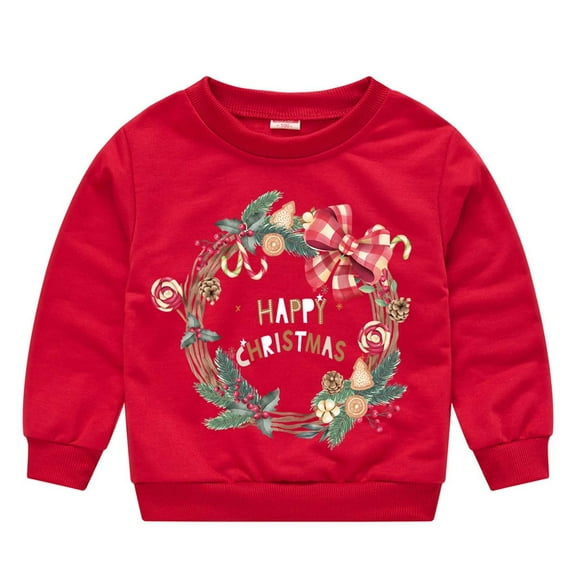 Lilgiuy Autumn Winter Baby Boys Girls Christmas Cartoon Print Round Neck Pullover Sweatshirt