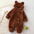 thumbnail image 1 of Lilgiuy Autumn Winter Infant Toddler Baby Long Sleeve Animal Ear Hooded Romper Zipper Jumpsuit，Brown,120 Winter Clothes for 2022, 1 of 5