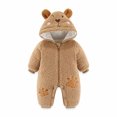 thumbnail image 1 of Lilgiuy Autumn Winter Infant Toddler Baby Long Sleeve Animal Ear Hooded Romper Zipper Jumpsuit，Khaki,12-18 Months for 2022, 1 of 5