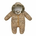 thumbnail image 1 of Lilgiuy Autumn Winter Infant Toddler Baby Long Sleeve Print Plush Hooded Romper JumpsuitBrown70 Winter Clothes for 2022, 1 of 4