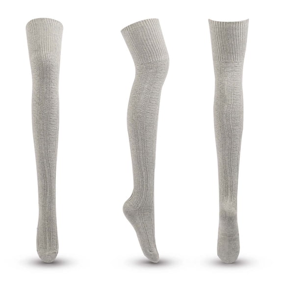 Lilgiuy Autumn Winter Women Striped Solid Color Cotton Knit Over-the-knee Stockings for Wading Camping Fishing