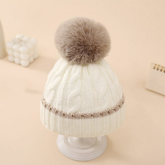 Lilgiuy Baby Beanie Hats Toddler Winter Hat Knitted Infant Beanies for 0-12 Months Girls Boys Novelty Pom Pom Hats
