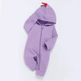 thumbnail image 1 of Lilgiuy Baby Boy Girl Hoodie Romper Solid Color Cute Dinosaur Long Sleeve Zipper Siamese Climbing Romper Spring Fall Outfit Clothes Purple（3-6Months）, 1 of 5