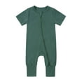 thumbnail image 1 of Lilgiuy Baby Boy Girl Solid Color Romper Casual Short Sleeve Zipper One Piece Jumpsuit Footless Outfit Newborn Summer Clothes Birthday Gift(Green,12-18 Months), 1 of 4