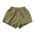 thumbnail image 1 of Lilgiuy Baby Boy Girl Solid Color Shorts Elastic Waist Casual Short Trousers Spring Summer Fall Comfortable Pocket Short Pants Playwear(Army Green,6-12 Months), 1 of 5