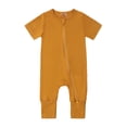 thumbnail image 1 of Lilgiuy Baby Boy Girl's Summer Short Sleeve Rompers Infant Solid Color Coveralls Toddler Zip Front Outfits Clothes for Holiday Vacation (Yellow,12-18 Months), 1 of 4