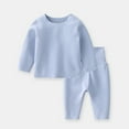 thumbnail image 1 of Lilgiuy Baby Boys Girls Thermal Underwear Set Casual Solid Color Long Sleeve Crewneck Tops and Elastic Long Johns Warm Set Ultra Soft Base Layer for Cold Winter Blue (3M-3T), 1 of 5