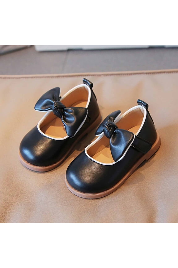 Baby Girl Children's Soft-soled Small Leather Shoes Princess Shoes Thick Bottom Casual Shoes， Black ,2-3 Years Fall for 2022 Spring Winter