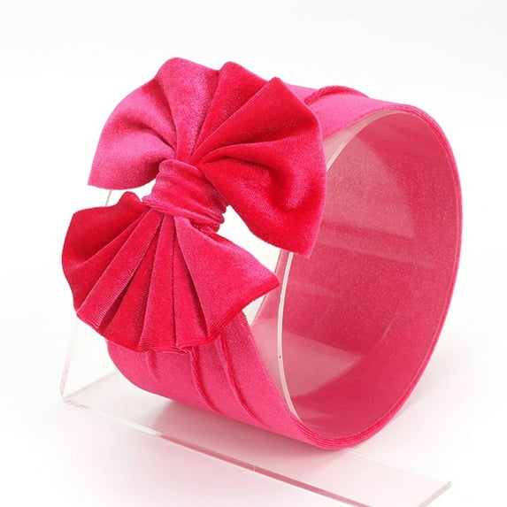 Lilgiuy Baby Girls Velvet Headbands Oversized Solid Stretchy Soft Elastic Hair Bands with Big Bow Headwear Headband Hair Accessories for Infants Toddlers Kids