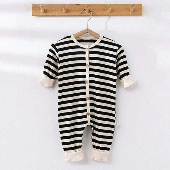Lilgiuy Baby Spring Baby Boy and Girl Long-sleeved Soft Comfortable Home Crawling Clothes Jumpsuit Party Gift (Black,0-3 Months)