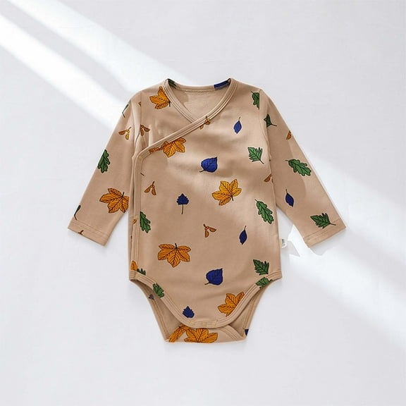 Lilgiuy Baby Spring Romper Baby Boy and Girl Long Sleeve Jumpsuit Soft Comfortable Romper for Easter (Coffee,3-6 months)