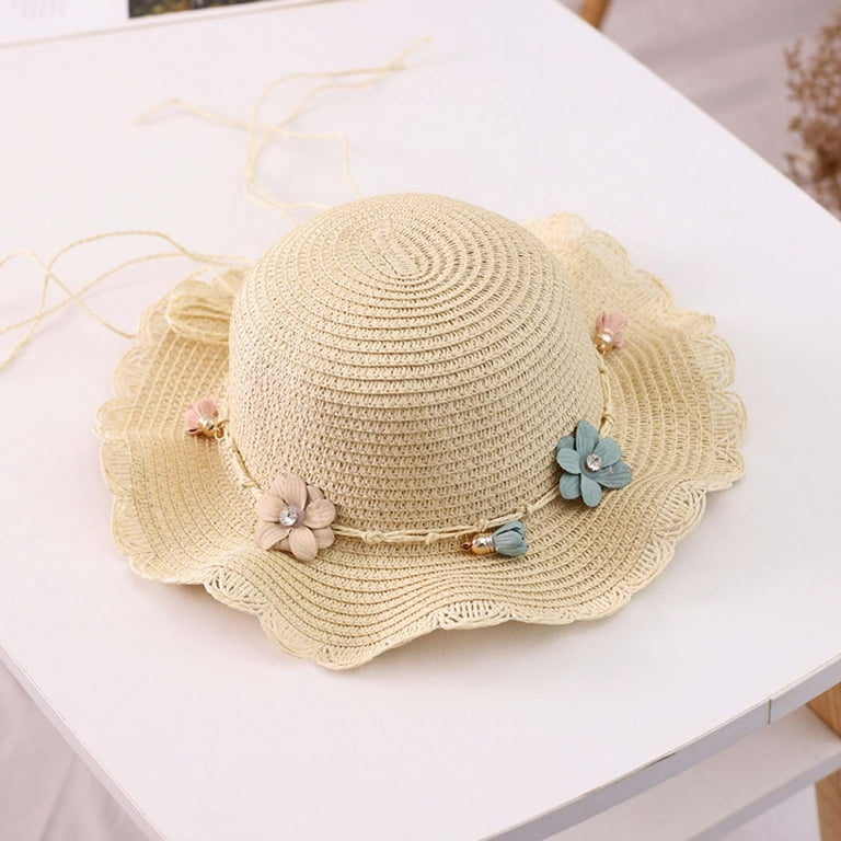 Lilgiuy Baby Sun Hat Summer Children's Flower Bow Decorated Hat Rope Beach  Hat Sun Hat Clearance Sales Dresses for 2022