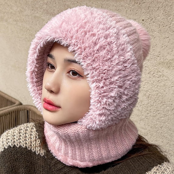 Lilgiuy Balaclava Cold Weather Fleece Windproof Ski Mask Winter Breathable Soft Thermal Comfortable Face Mask Neck Warmer Scarf Helmet Hood for Outdoor Sports, Pink