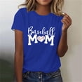 thumbnail image 1 of Lilgiuy Baseball Mom Shirt for Womens Mom Shirt Summer Solid Color Short Sleeve O-Neck Letter Print Casual Tops Tees for Mother's Day(Blue,M), 1 of 4