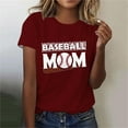 thumbnail image 1 of Lilgiuy Baseball Mom T-Shirt for Women Play Ball Baseball Heart Pattern Solid Color Short Sleeve Tees Trendy Novelty Baseball Graphic Top Streetwear(Wine,L), 1 of 4