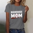 thumbnail image 1 of Lilgiuy Baseball Mom T-Shirt for Women Play Ball Baseball Heart Pattern Solid Color Short Sleeve Tees Trendy Novelty Baseball Graphic Top Streetwear(Gray,M), 1 of 4