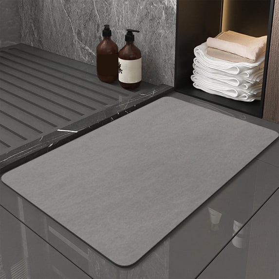Lilgiuy Bathroom Rugs Mat 24x16, Ultra Thin Non Slip Machine Washable Bath Mat Small Quick Dry Absorbent Bath Mat for Bathroom Floor Shower and Tub (Gray)