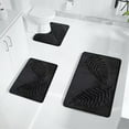 thumbnail image 1 of Lilgiuy Bathroom Rugs Sets 3 Piece Non Slip, Leaf Bath Mats for Bathroom Floor Set of 3, Ultra Soft and Quick Dry Bath Rugs, Machine Washable Rugs for Bathtub, Shower, Black, 1 of 5
