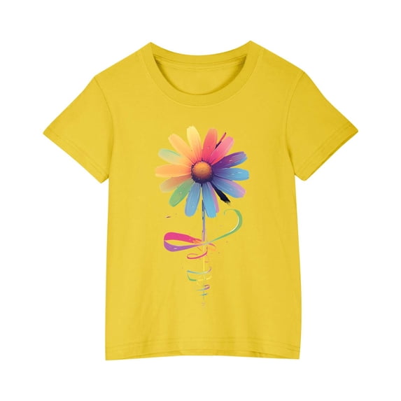 Lilgiuy Birthday Shirt for Toddler Kids Boys Girls Cotton T-shirt Fashion Cute Round Neck Print Tee Short Sleeve Top(Yellow,7-8 Years)