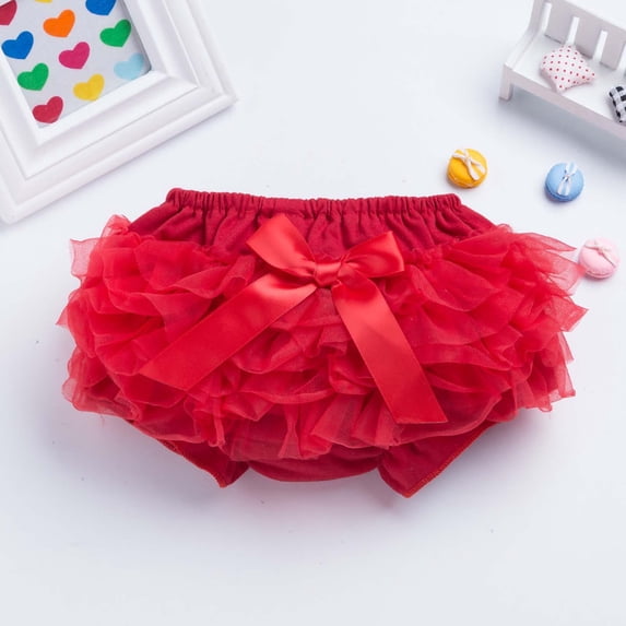 Lilgiuy Bloomers Shorts for Toddler Girls Mesh Ruffle Elastic Solid Color Diaper Covers for Photoshoot Party