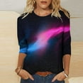 thumbnail image 1 of Lilgiuy Blouses for Women Comforty Casual 3/4 sleeve Fashion Printed Loose T-shirt Round Neck Casual Tops Dressy for Work, 1 of 5