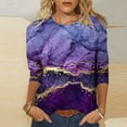 thumbnail image 1 of Lilgiuy Blouses for Women Comforty Casual 3/4 sleeve Fashion Printed Loose T-shirt Round Neck Casual Tops for Daily Wear, 1 of 5