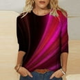 thumbnail image 1 of Lilgiuy Blouses for Women Comforty Casual 3/4 sleeve Fashion Printed Loose T-shirt Round Neck Casual Tops for Work Office Business, 1 of 5