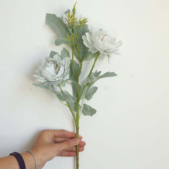 Lilgiuy Blue Peonies Artificial Flowers Fake Ranunculus Flowers 17.8 Inch Silk Peonies with Stems Leaves Realstic Look for Spring Decorations Floral Arrangements Home Table Centerpiece