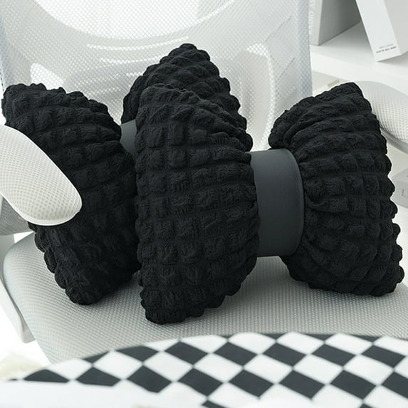 Lilgiuy Bow Pillow, Bow Shaped Pillow Decorative, Faux Suede Fuzzy Black Bow Pillow, Car Pillow, Lumbar Pillow Cushion for Sofa Couch Bed Living Room Bedroom Car Home Decor (12.59x15.74 in)