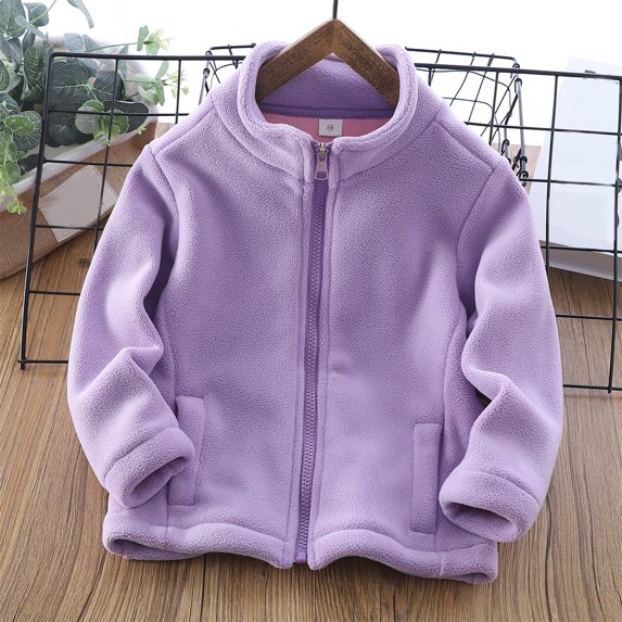 Lilgiuy Boys And Girls Fashion Solid Color Cute Plush Thickening Keep Warm Zipper Coat