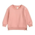 thumbnail image 1 of Lilgiuy Boys And Girls Sweater Coat Round Neck Small And Medium Children's Pullover Solid Color Fleece Top，Pink,6-9 Months Winter Fashion 2022, 1 of 4