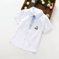 thumbnail image 1 of Lilgiuy Boys Dress Shirts Cute Sailboat Graphic Button Down Shirt Short Sleeve Lapel Collar Summer Casual Clothes Toddler Solid Color Shirt for School Performance(White,7-8 Years), 1 of 3