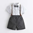 thumbnail image 1 of Lilgiuy Boys Formal Clothing Formal Short Sleeve Buttom Down Shirt Bib Pants With Bow Tie Decoration Summer Gentleman Outfit, 1 of 5