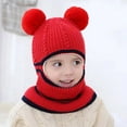 thumbnail image 1 of Lilgiuy Boys Girls Hood Scarf Kids Knit Hat Cute Solid Color Winter Thick Warm Earflap Skull Caps for Making a Snowman in the Snowy Winter, 1 of 4