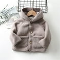 thumbnail image 1 of Lilgiuy Boys Girls Plush Jacket Cute Solid Color Fluffy Button Hooded Coat Fuzzy Outerwear Winter Warm Clothes with Pockets(18Months-7Years), 1 of 4