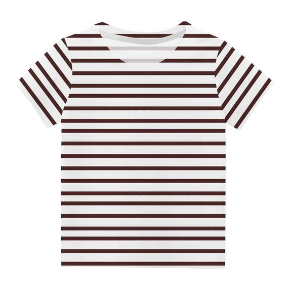Lilgiuy Boys Girls Rainbow Striped Shirts for Toddler Summer Casual Patchwork Short Sleeve T-Shirts O-Neck Tops Holiday Gifts(Brown,11-12 Years)
